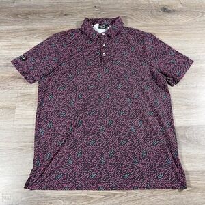 Sunday‎ Swagger Men's Polo Shirt Lightning Bolt Golf Performance L Blk/Pink/Blue